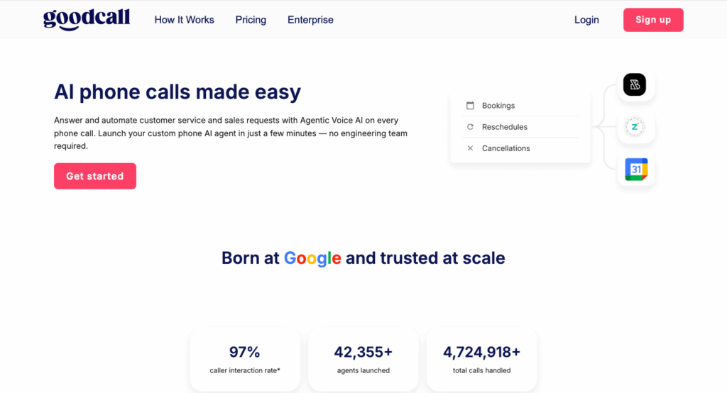 Goodcall landing page