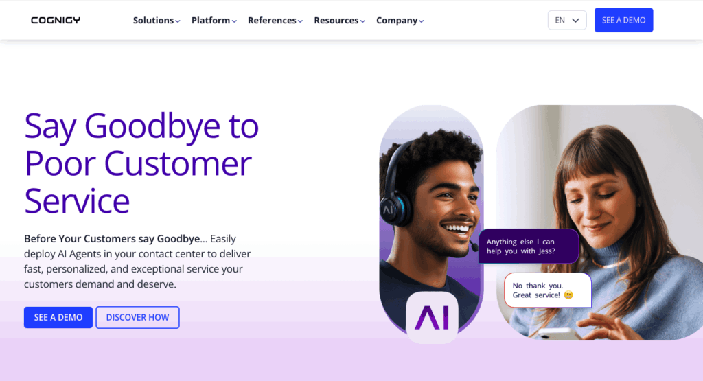 Cognigy landing page