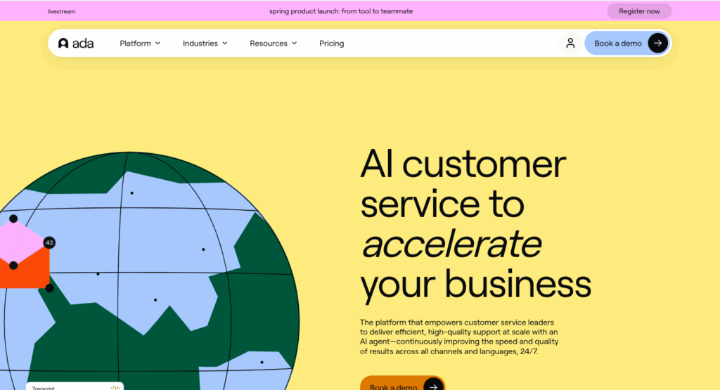 Ada landing page